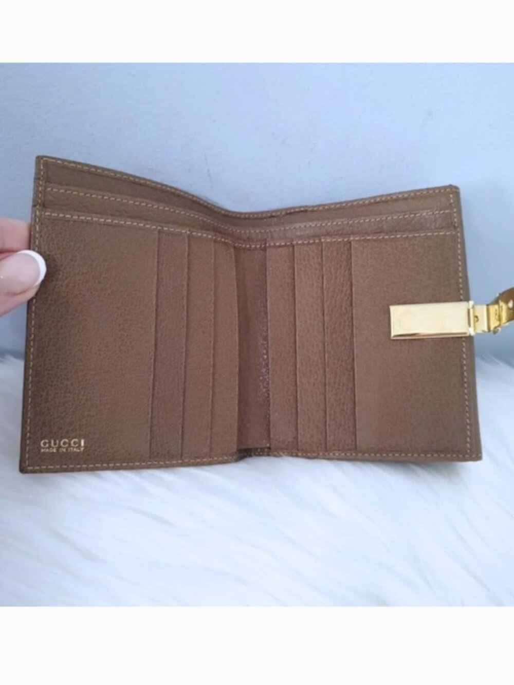 Gucci vintage 70s 80s buckle belt leather compact wallet w/box EUC - Picture 6 of 10